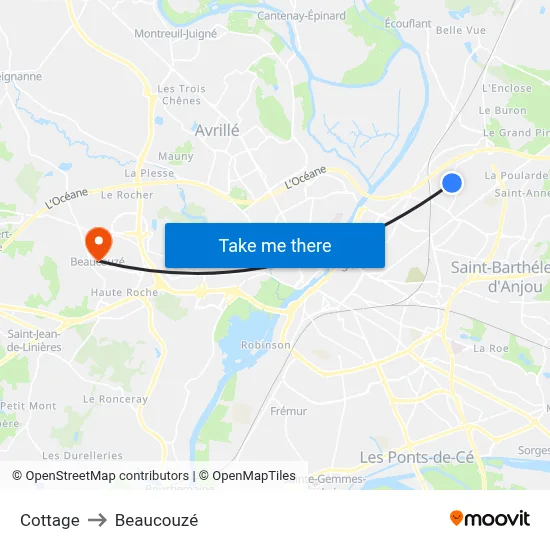 Cottage to Beaucouzé map