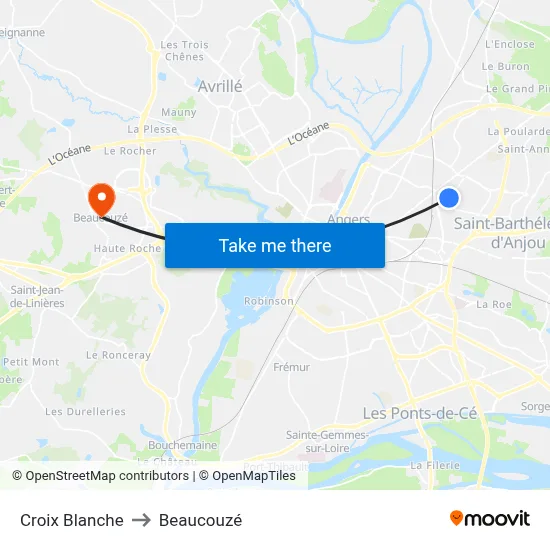 Croix Blanche to Beaucouzé map