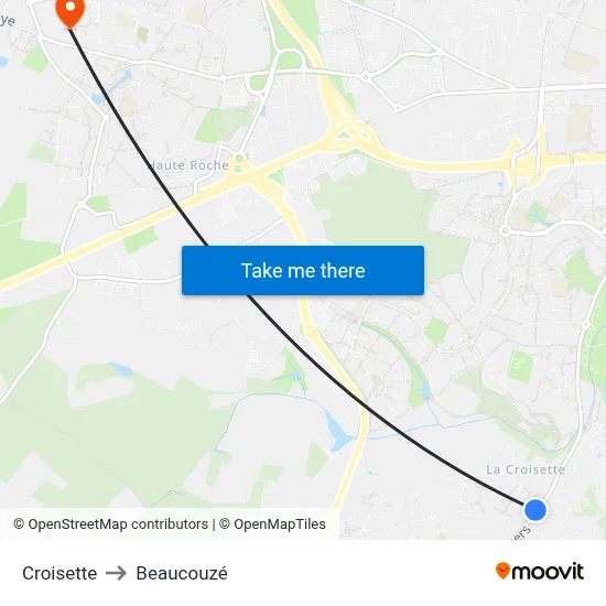 Croisette to Beaucouzé map