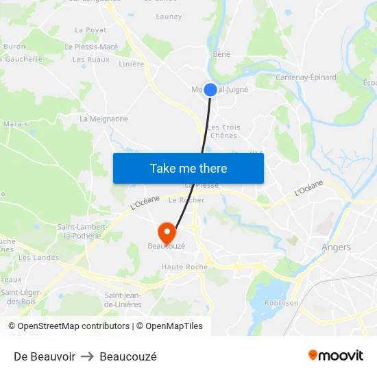 De Beauvoir to Beaucouzé map