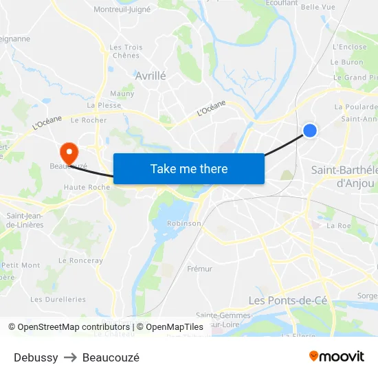 Debussy to Beaucouzé map