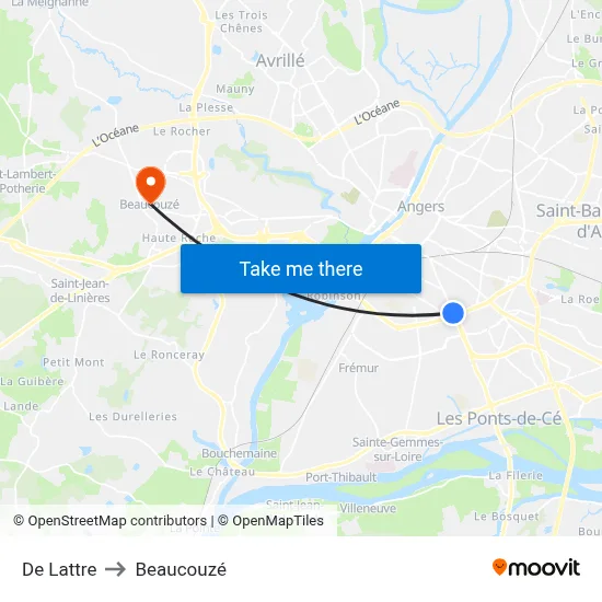 De Lattre to Beaucouzé map