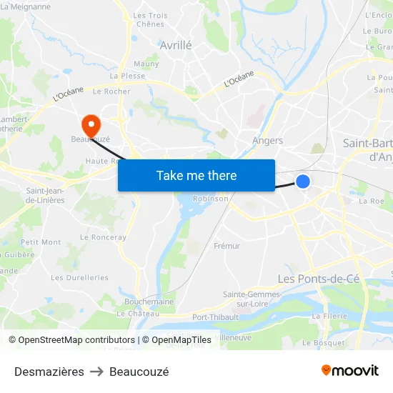 Desmazières to Beaucouzé map