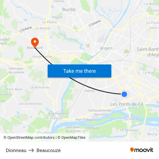 Dionneau to Beaucouzé map