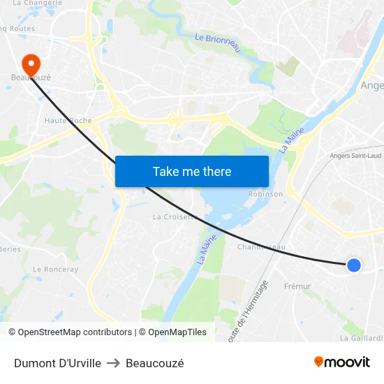 Dumont D'Urville to Beaucouzé map