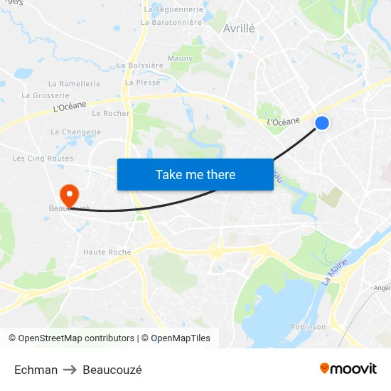 Echman to Beaucouzé map