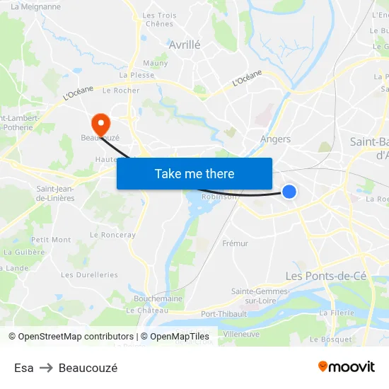 Esa to Beaucouzé map