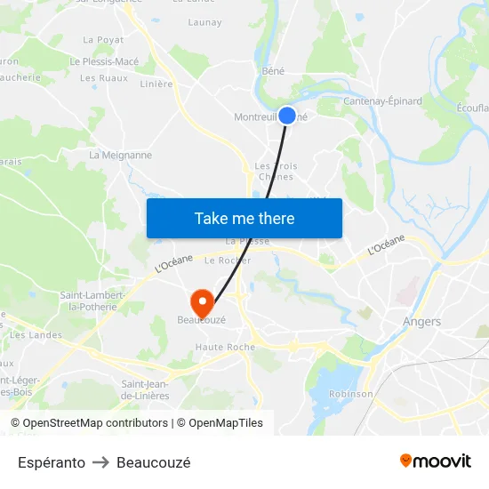 Espéranto to Beaucouzé map