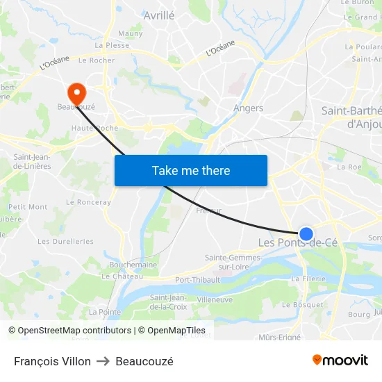 François Villon to Beaucouzé map