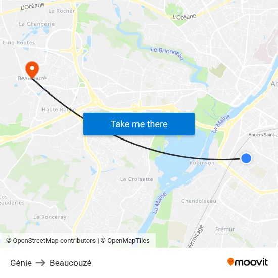 Génie to Beaucouzé map