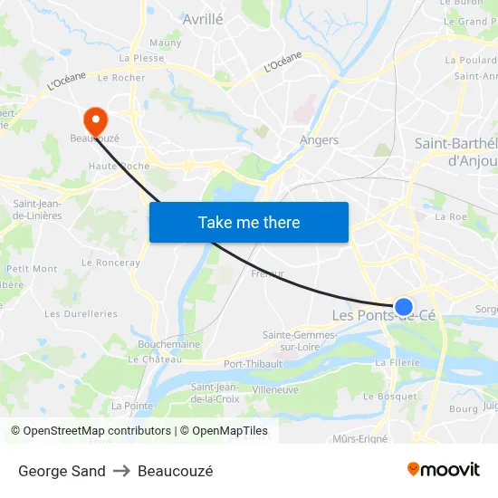 George Sand to Beaucouzé map