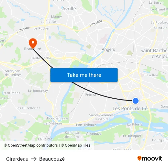 Girardeau to Beaucouzé map