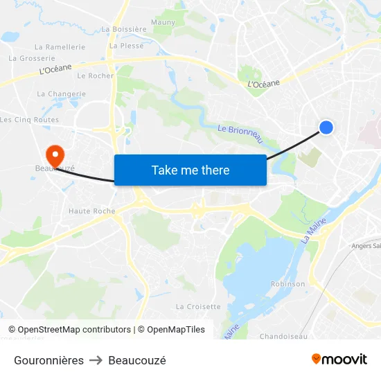 Gouronnières to Beaucouzé map