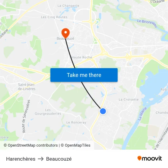 Harenchères to Beaucouzé map