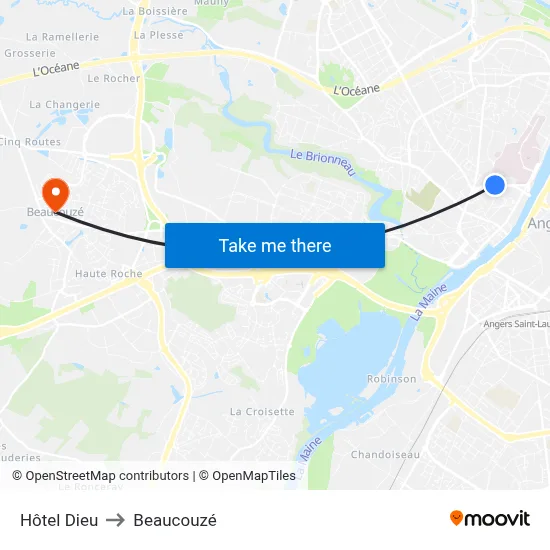 Hôtel Dieu to Beaucouzé map