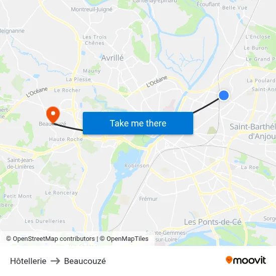 Hôtellerie to Beaucouzé map
