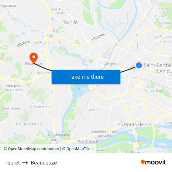Isoret to Beaucouzé map