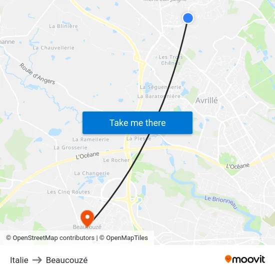 Italie to Beaucouzé map