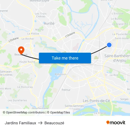 Jardins Familiaux to Beaucouzé map
