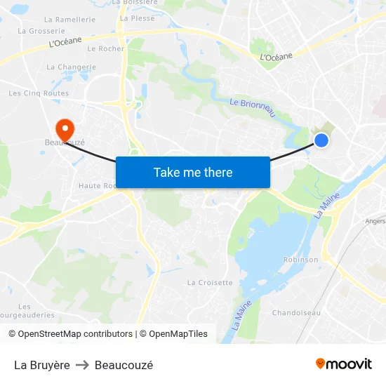 La Bruyère to Beaucouzé map