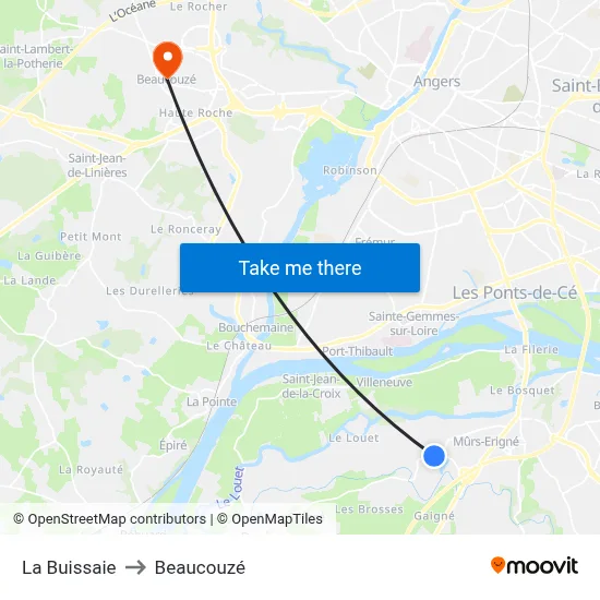 La Buissaie to Beaucouzé map