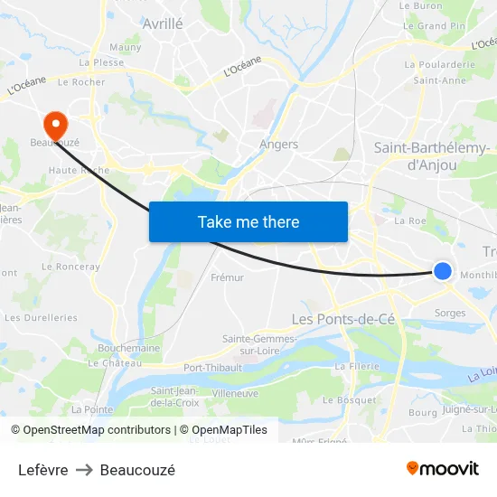 Lefèvre to Beaucouzé map