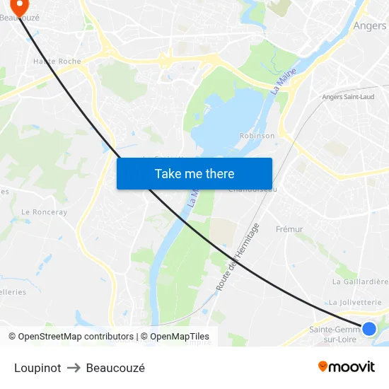 Loupinot to Beaucouzé map