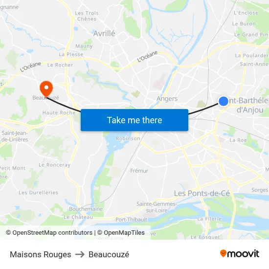 Maisons Rouges to Beaucouzé map