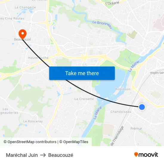 Maréchal Juin to Beaucouzé map