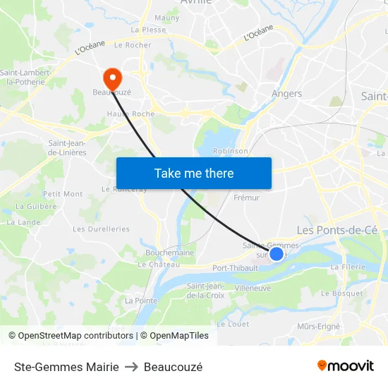 Ste-Gemmes Mairie to Beaucouzé map