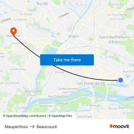 Mauperthuis to Beaucouzé map