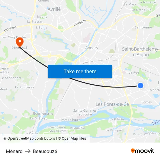 Ménard to Beaucouzé map