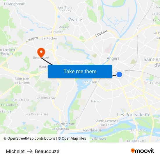 Michelet to Beaucouzé map