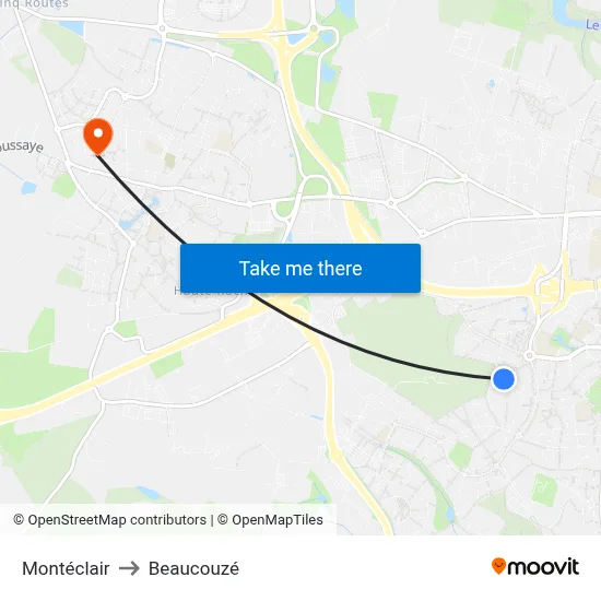 Montéclair to Beaucouzé map