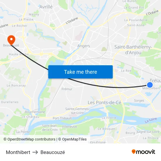 Monthibert to Beaucouzé map