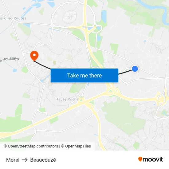 Morel to Beaucouzé map