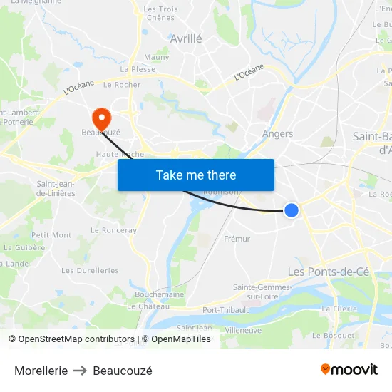 Morellerie to Beaucouzé map