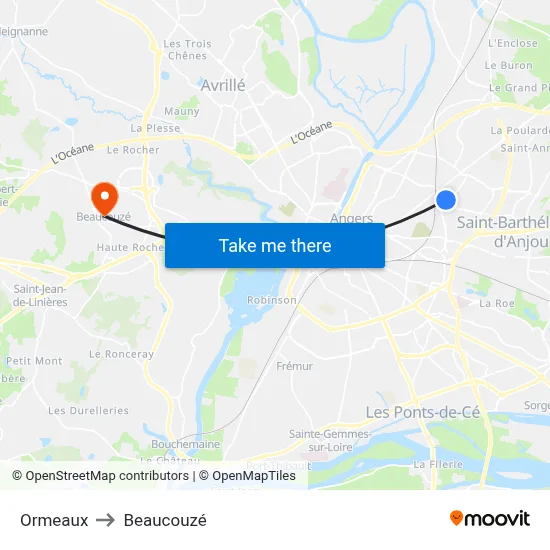 Ormeaux to Beaucouzé map