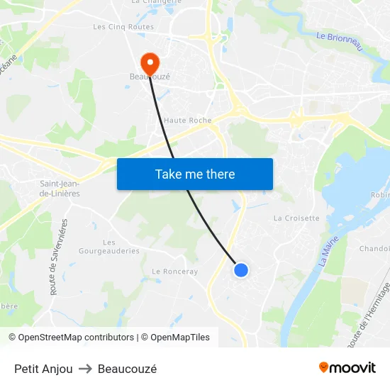 Petit Anjou to Beaucouzé map