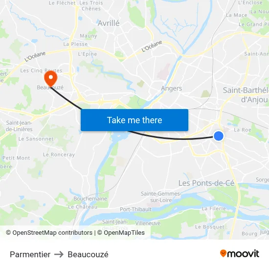 Parmentier to Beaucouzé map