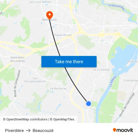 Piverdière to Beaucouzé map