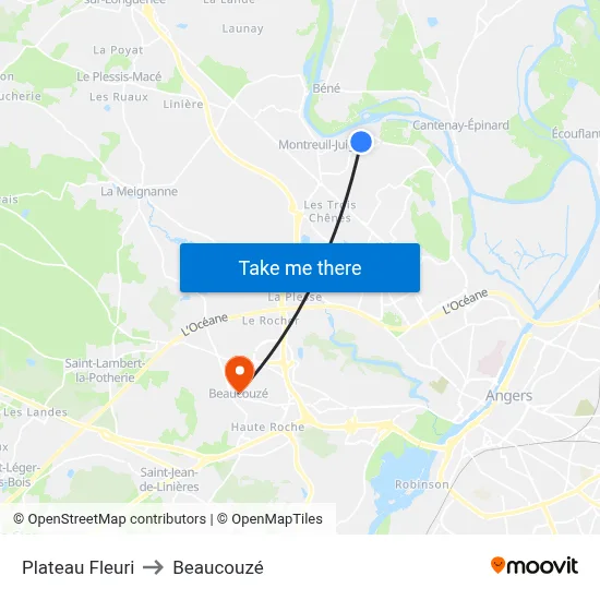 Plateau Fleuri to Beaucouzé map