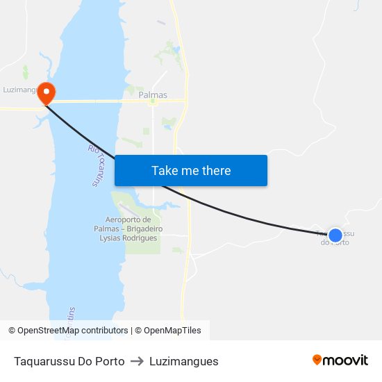 Taquarussu Do Porto to Luzimangues map