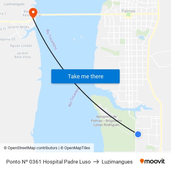 Ponto Nº 0361 Hospital Padre Luso to Luzimangues map