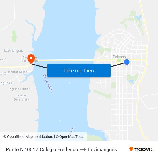 Ponto Nº 0017 Colégio Frederico to Luzimangues map