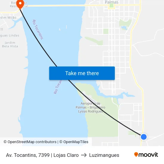 Av. Tocantins, 7399 | Lojas Claro to Luzimangues map