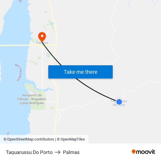 Taquarussu Do Porto to Palmas map