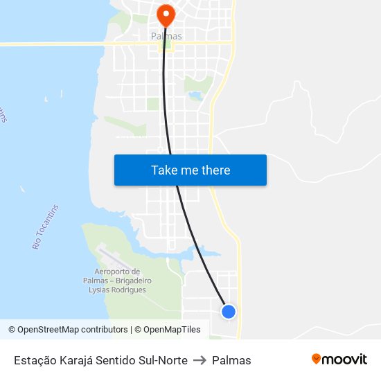 Estação Karajá Sentido Sul-Norte to Palmas map