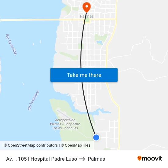 Av. I, 105 | Hospital Padre Luso to Palmas map