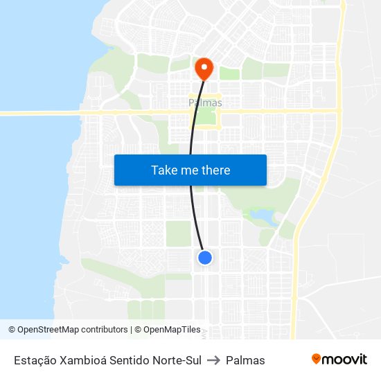 Estação Xambioá Sentido Norte-Sul to Palmas map